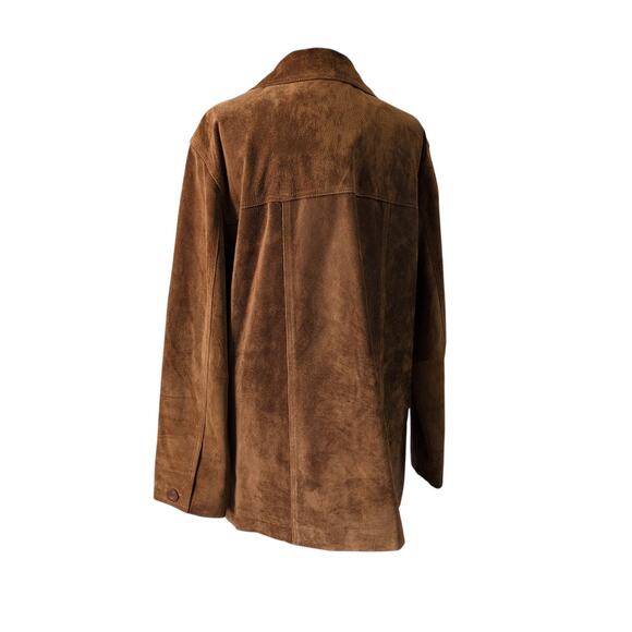 Vintage Y2K St Johns Bay Suede Jacket 100% Leather Brown Coat Women's Small - Picture 2 of 11